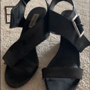 Steve Madden black leather wedge